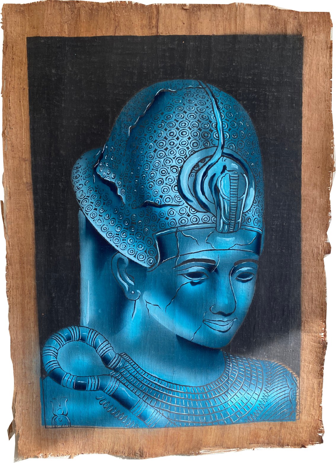 The Blue Pharaoh – Hand-Painted Egyptian Papyrus Art